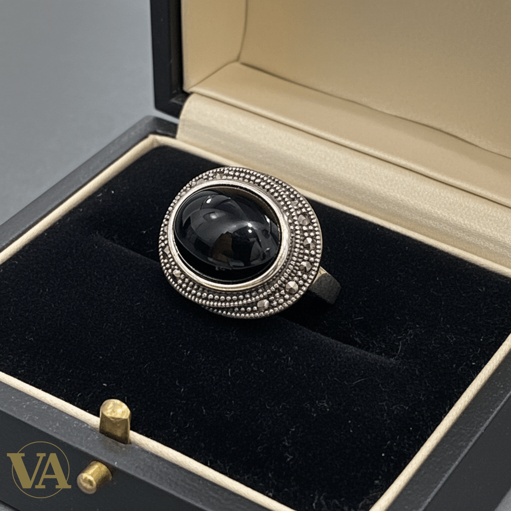 Bague Femme Argent 925 Onyx Noir & Marcassites - Argent 925 - Vindicta