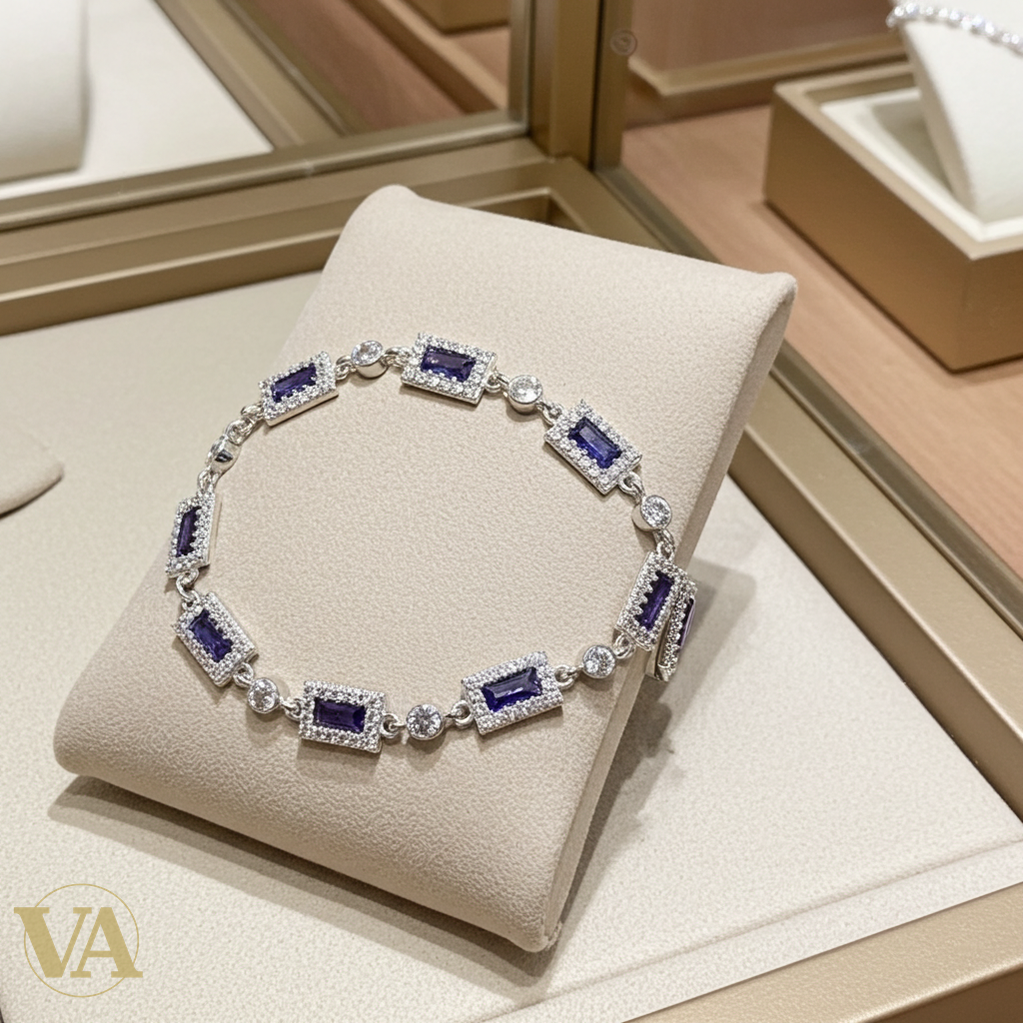 Bracelet Femme Argent 925 Améthyste Rectangulaire Vintage-Vindicta : Bijoux Argent 925 Massif, Luxe et Héritage