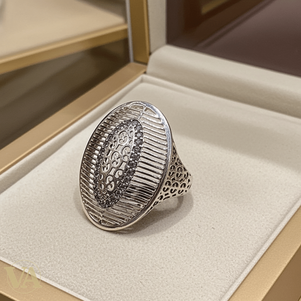 Bague Femme Ovale ajourée Argent 925 & Marcassites - Argent 925 - Vindicta