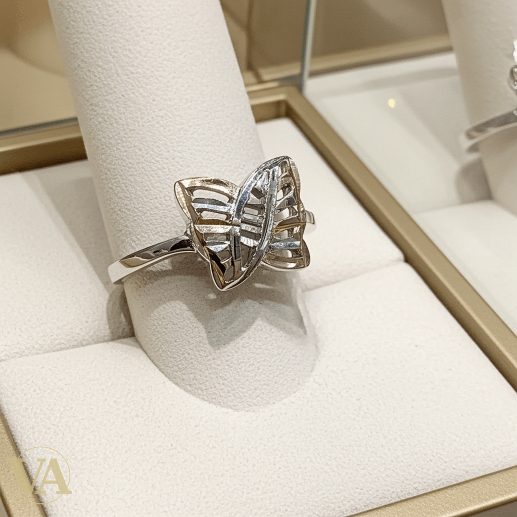 Bague Femme Argent 925 Papillon Bicolore Ajouré Zircons - Argent 925 - Vindicta
