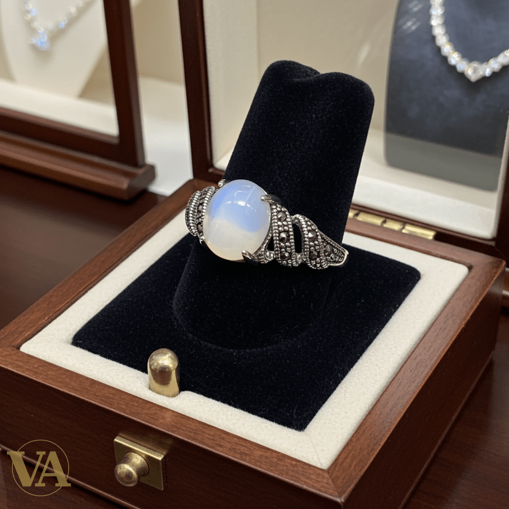 Bague femme Pierre de Lune & Marcassite - Argent 925 - Vindicta