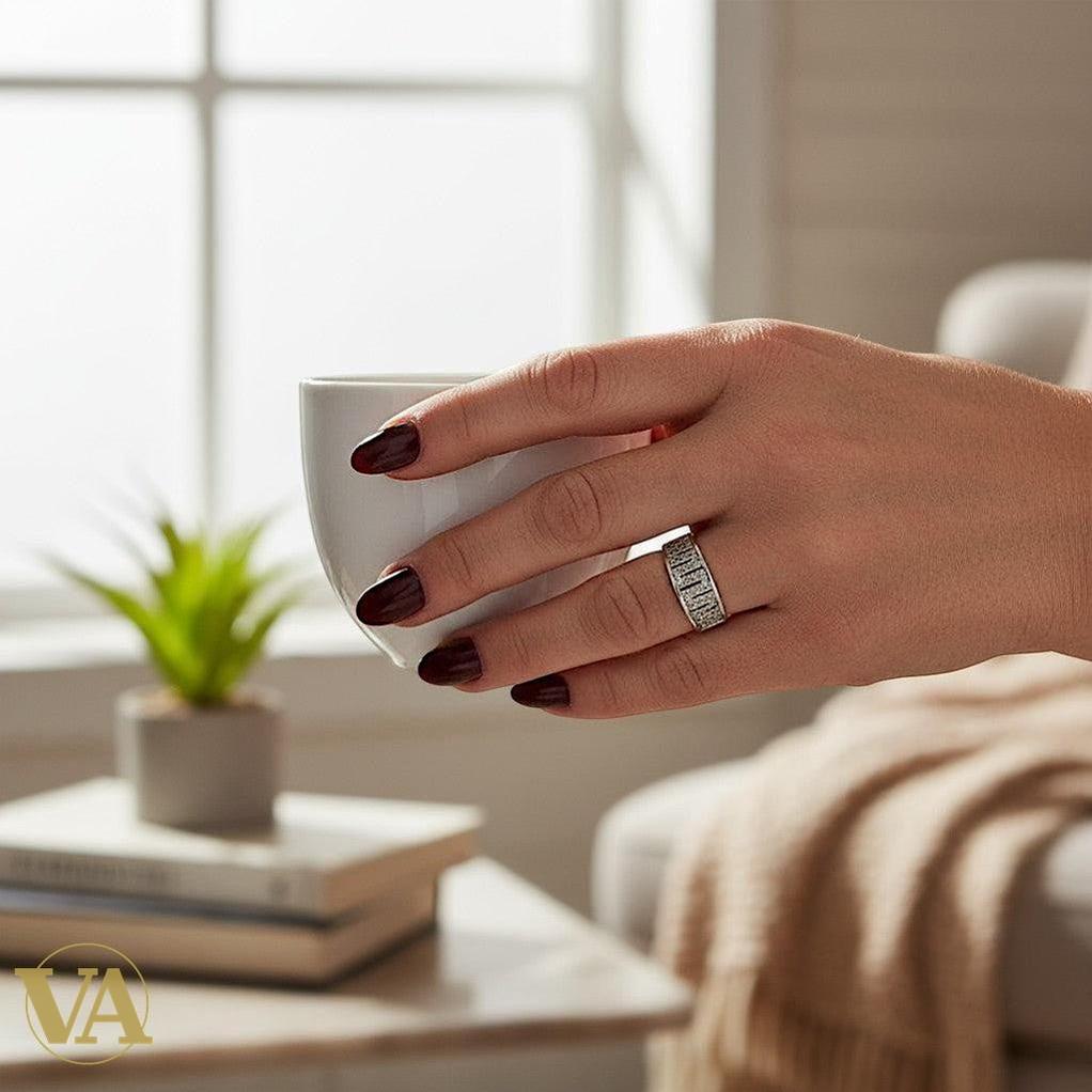 Bague femme argent 925 – Design géométrique serti de marcassites – Élégance contemporaine