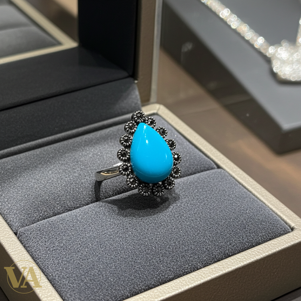 Bague Femme Turquoise Goutte Argent 925 & Marcassites-Vindicta : Bijoux Argent 925 Massif, Luxe et Héritage