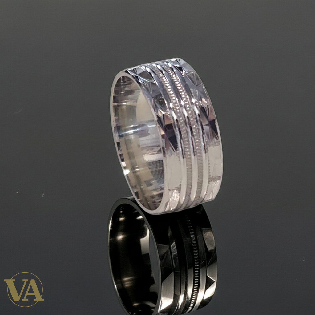 Anneau Homme Argent 925 – Finition Facettée-Vindicta : Bijoux Argent 925 Massif, Luxe et Héritage