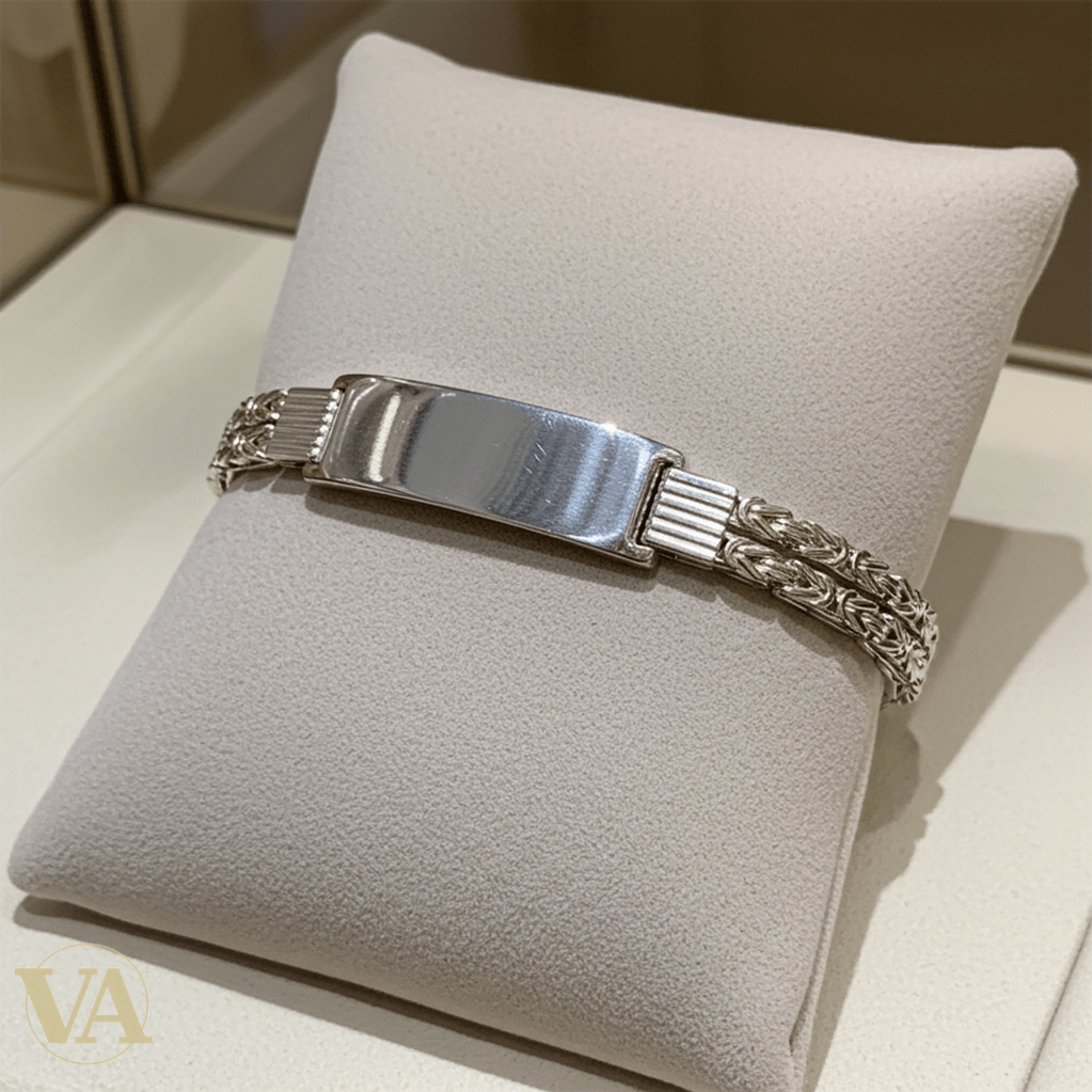 Bracelet Homme Argent 925 – Maille Tressée & Plaque 40 mm - Argent 925 - Vindicta