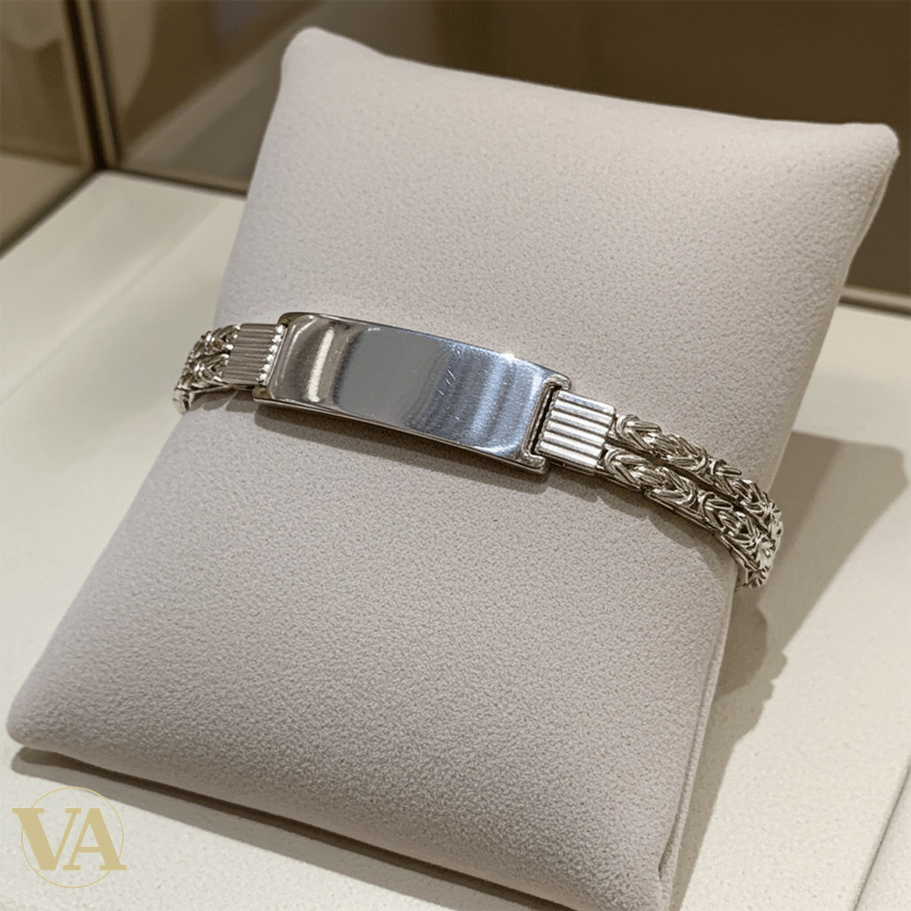 Bracelet Homme Argent 925 – Maille Tressée & Plaque 40 mm - Argent 925 - Vindicta