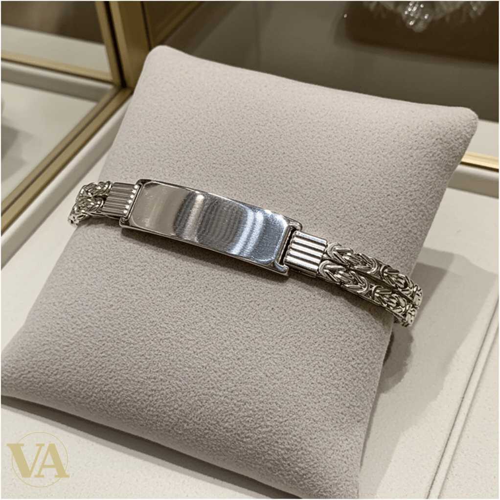 Bracelet Homme Argent 925 – Maille Tressée & Plaque 40 mm - Argent 925 - Vindicta
