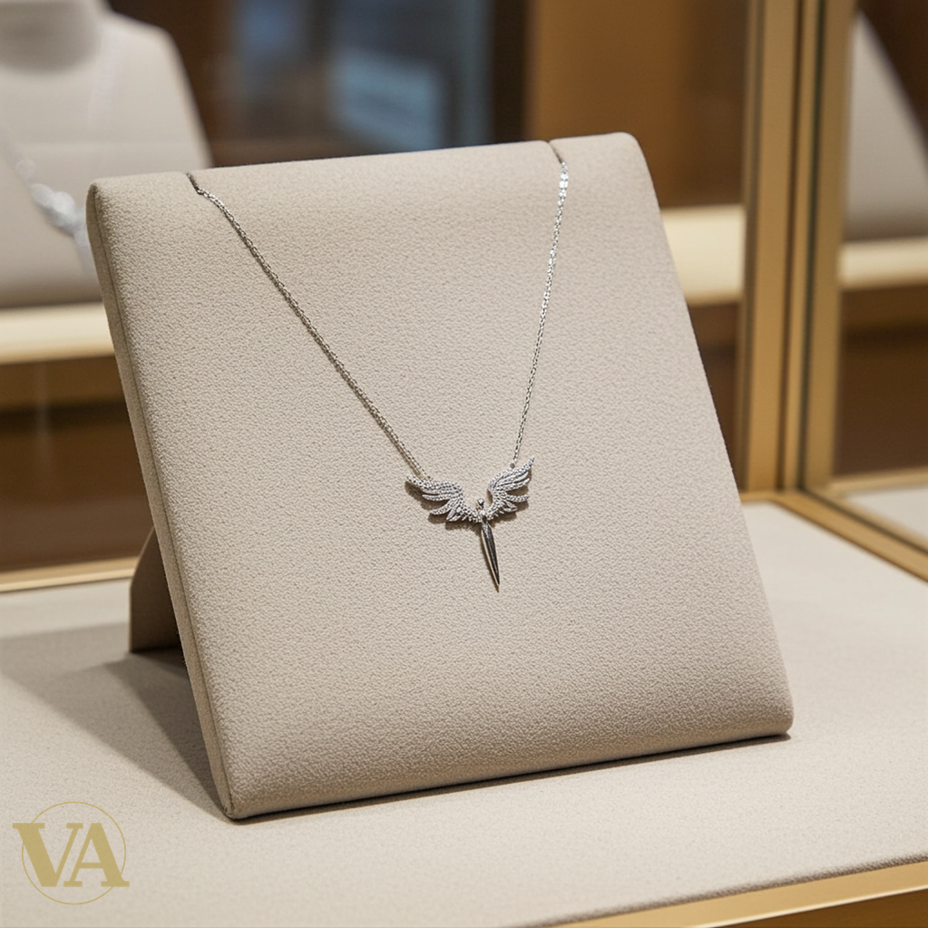 Collier Femme Argent 925 Ange Ailes Déployées Zircons – Pendentif Larme-Vindicta : Bijoux Argent 925 Massif, Luxe et Héritage