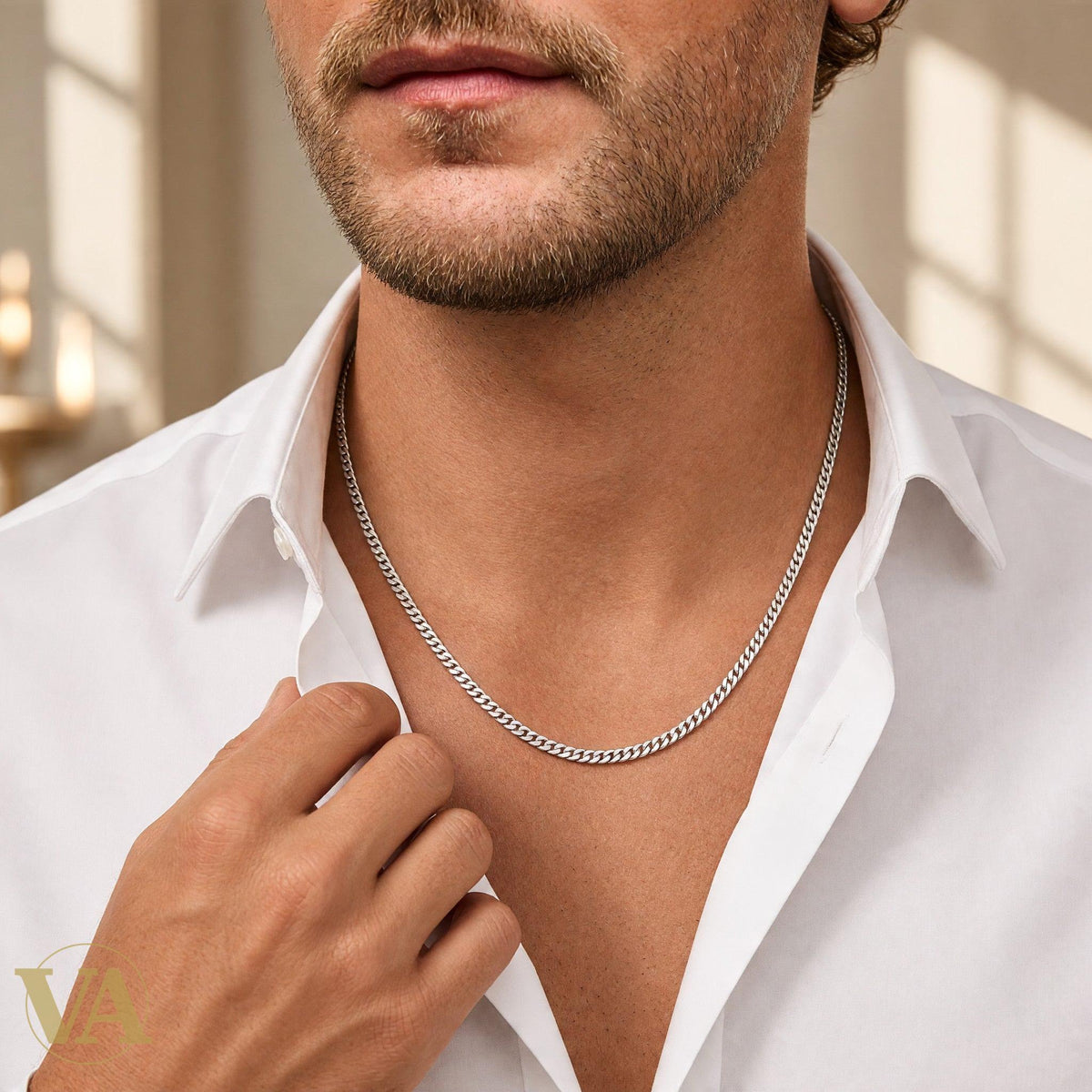 Chaîne Homme Argent 925 – Gourmette Diamantée 3,5 mm - Argent 925 - Vindicta