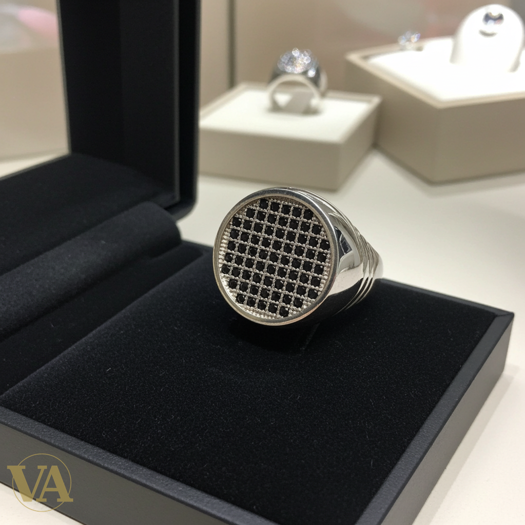 Bague homme argent 925 pavée pierres noires-Vindicta : Bijoux Argent 925 Massif, Luxe et Héritage
