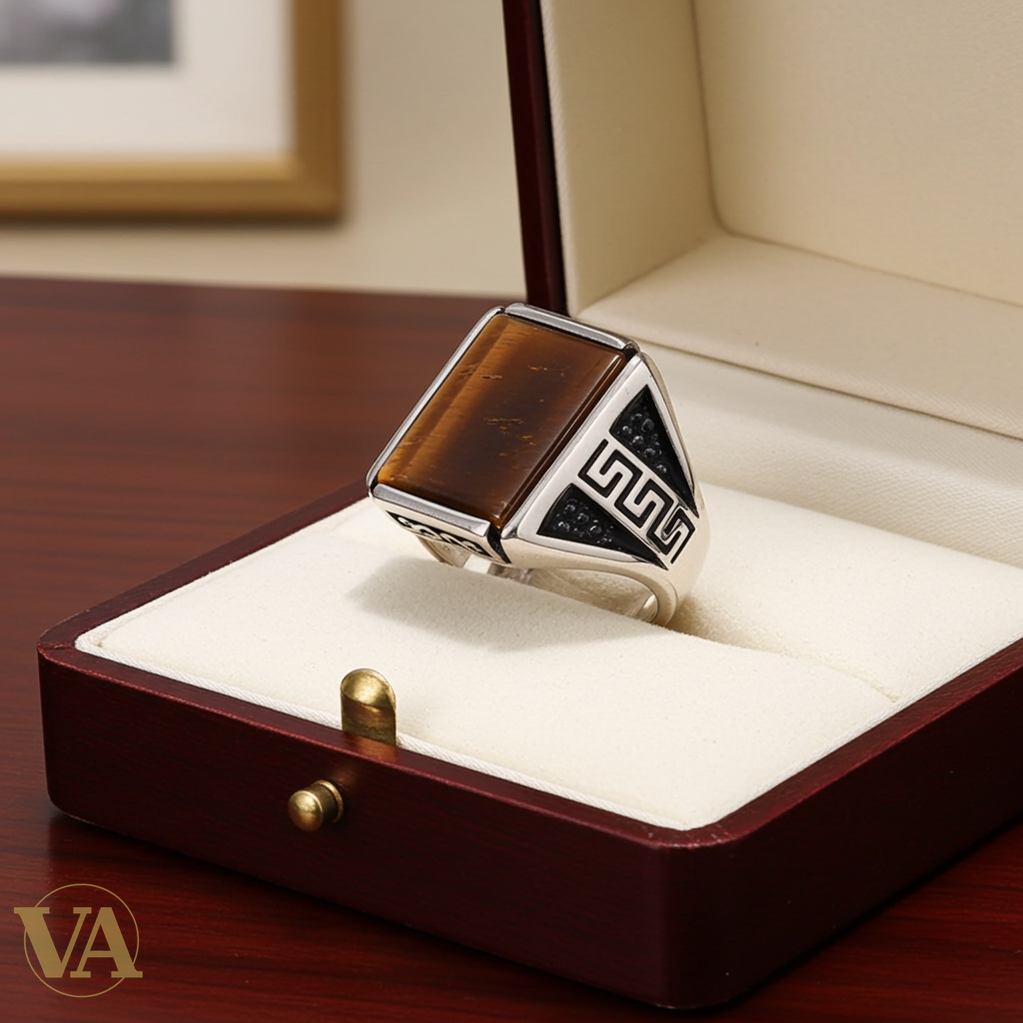 Bague Homme en Argent 925 avec Œil de Tigre-Vindicta : Bijoux Argent 925 Massif, Luxe et Héritage