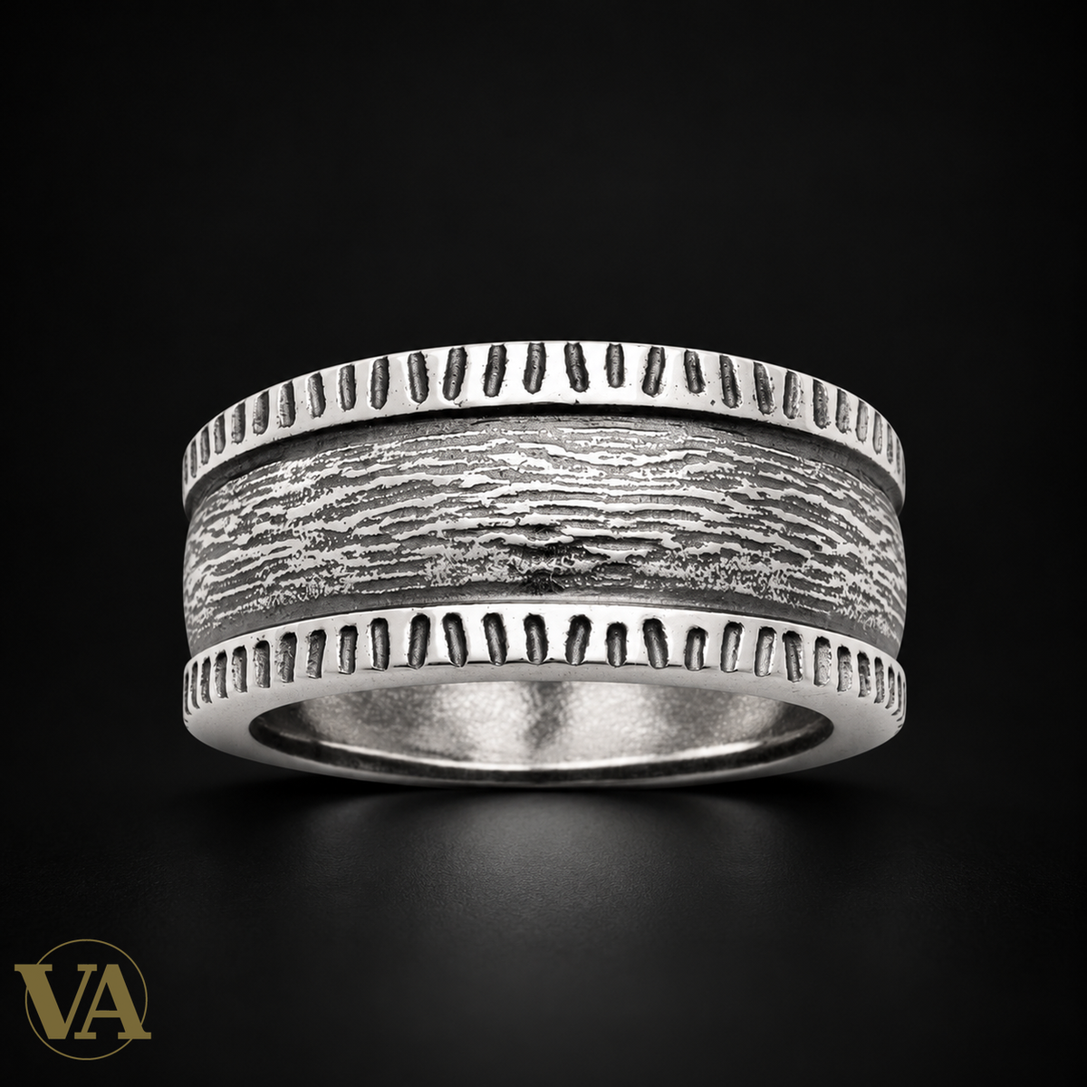 Bague homme argent 925 1953800 — face sur fond noir