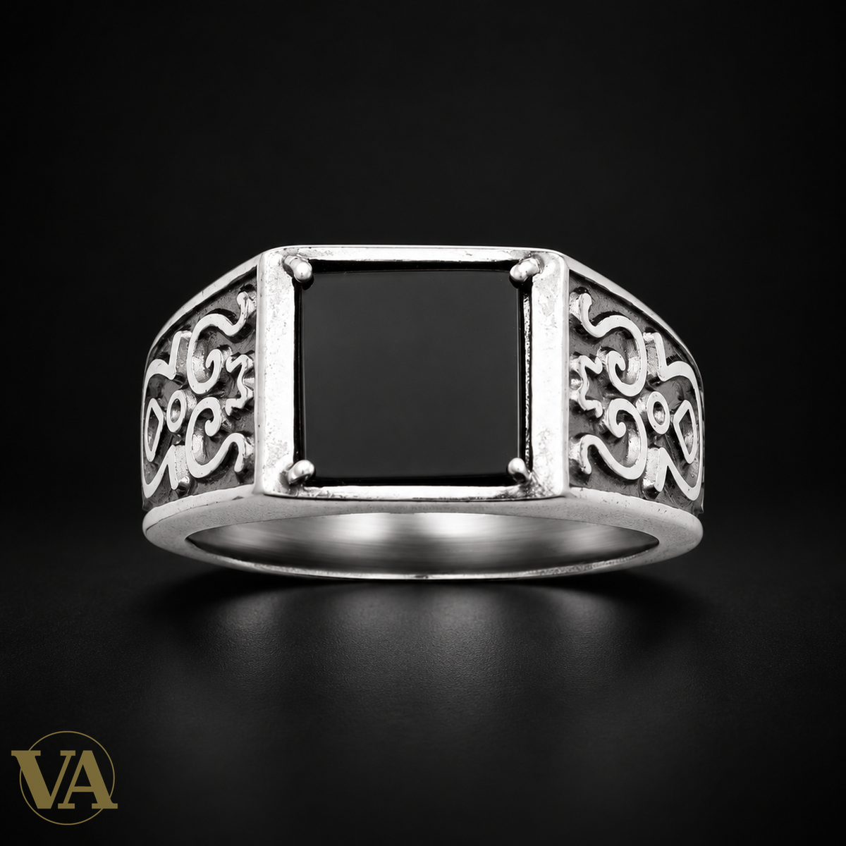Bague homme argent 925 1978207 — face sur fond noir