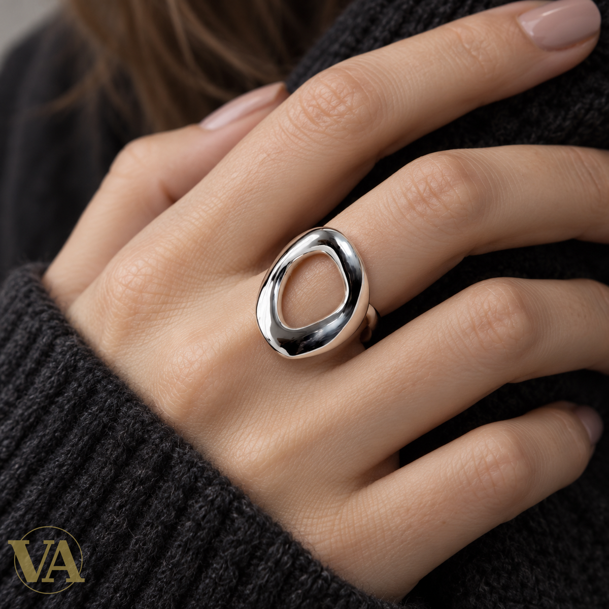 Bague Taylor en argent 925 rhodié portée — vue 1
