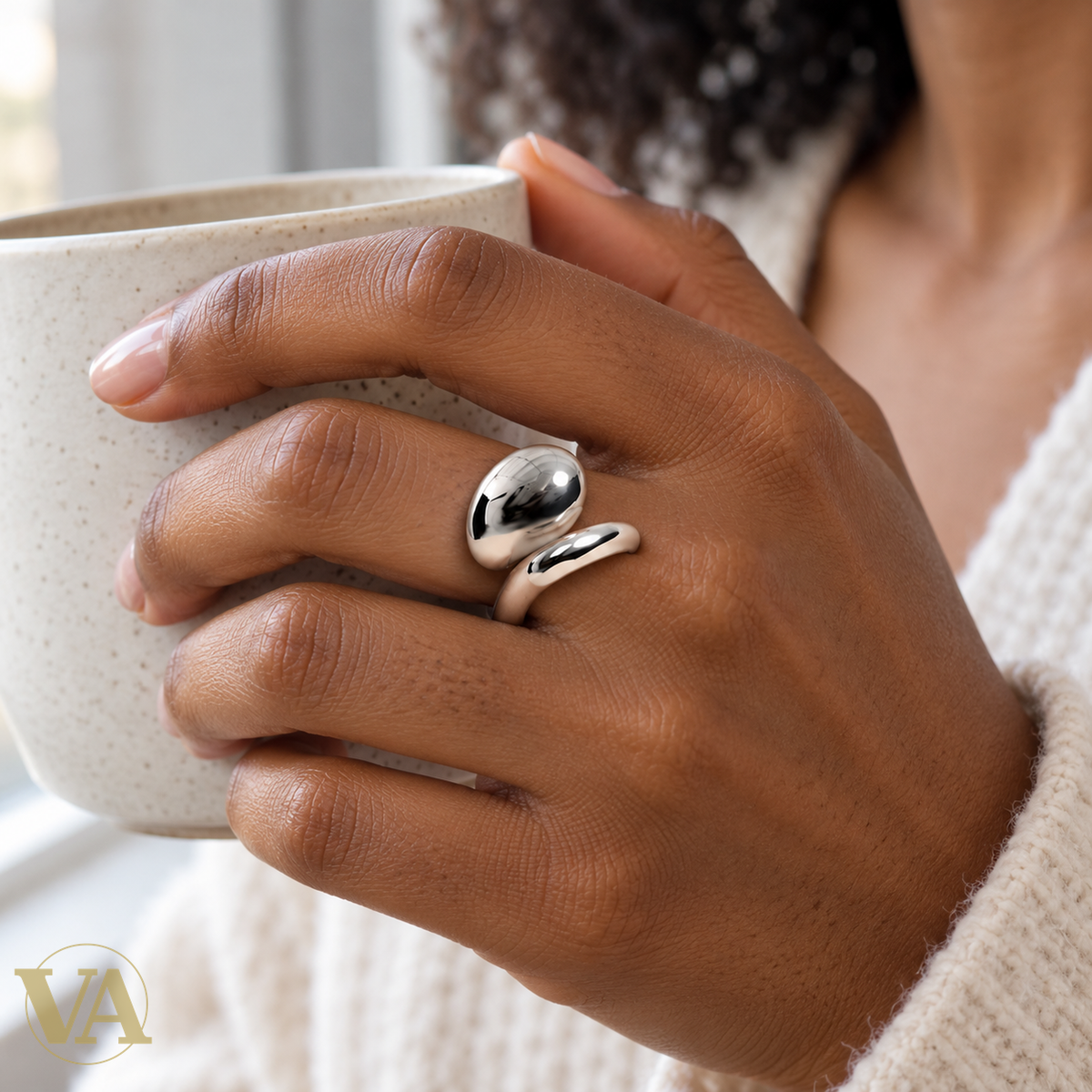 Bague Faye en argent 925 rhodié portée — vue 2
