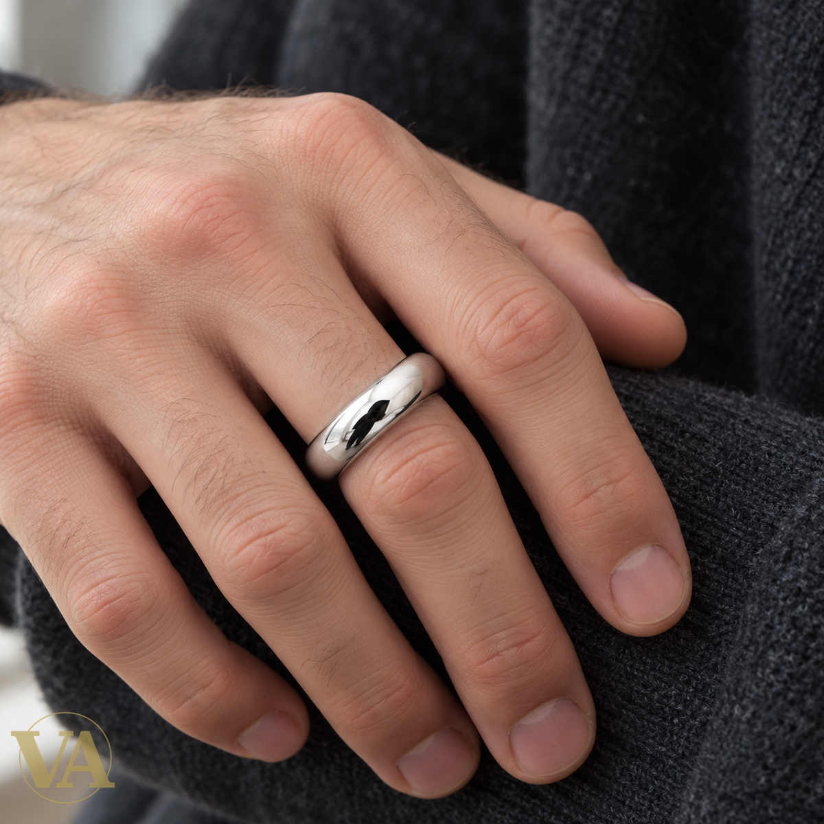 Bague Dean en argent 925 rhodié portée — vue 1