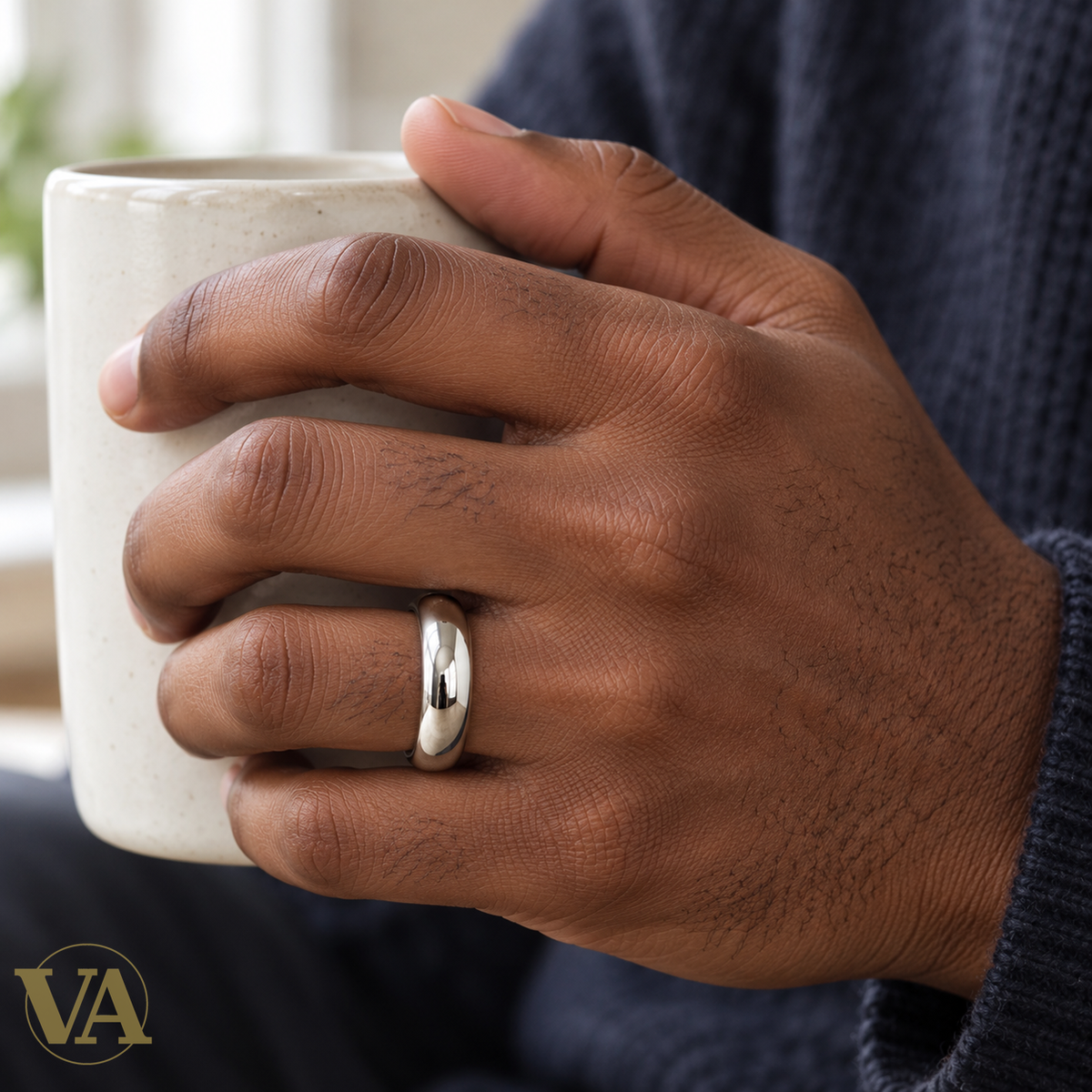 Bague Dean en argent 925 rhodié portée — vue 2