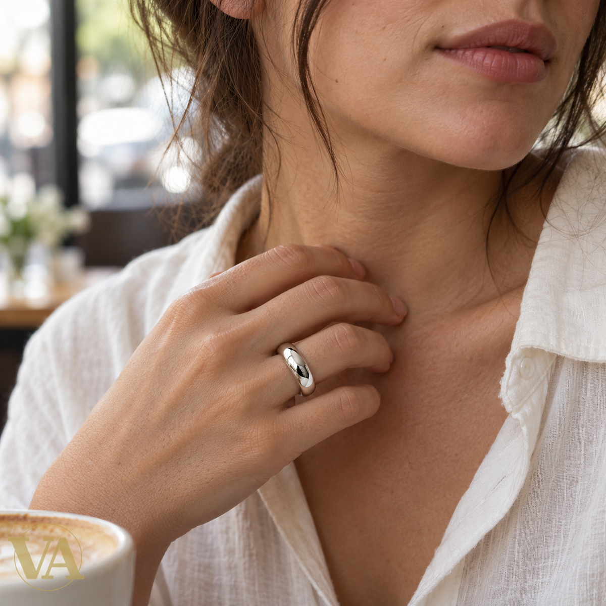 Bague Dean en argent 925 rhodié portée — vue lifestyle