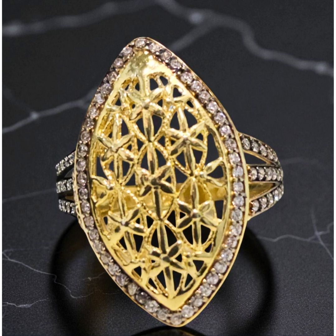 Bague Femme Argent 925 Plaqué Or 18K Losange