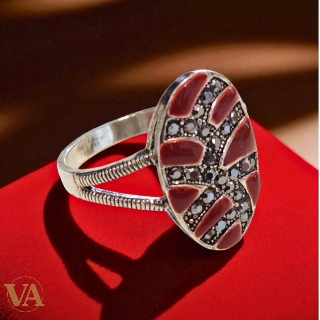 Bague Femme Argent 925 Cornaline & Marcassite