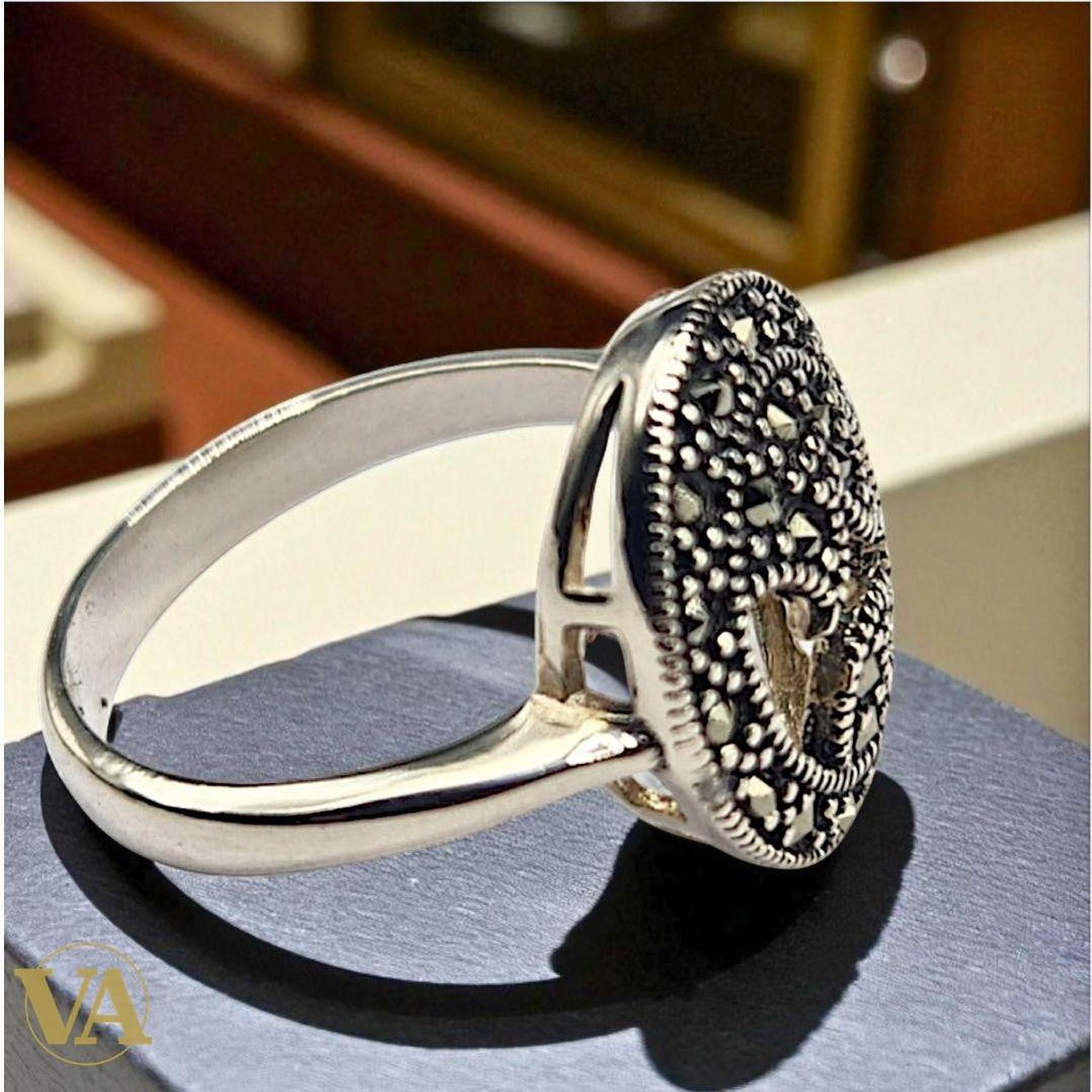Bague femme argent 925 marcassite | Bijoux Vindicta