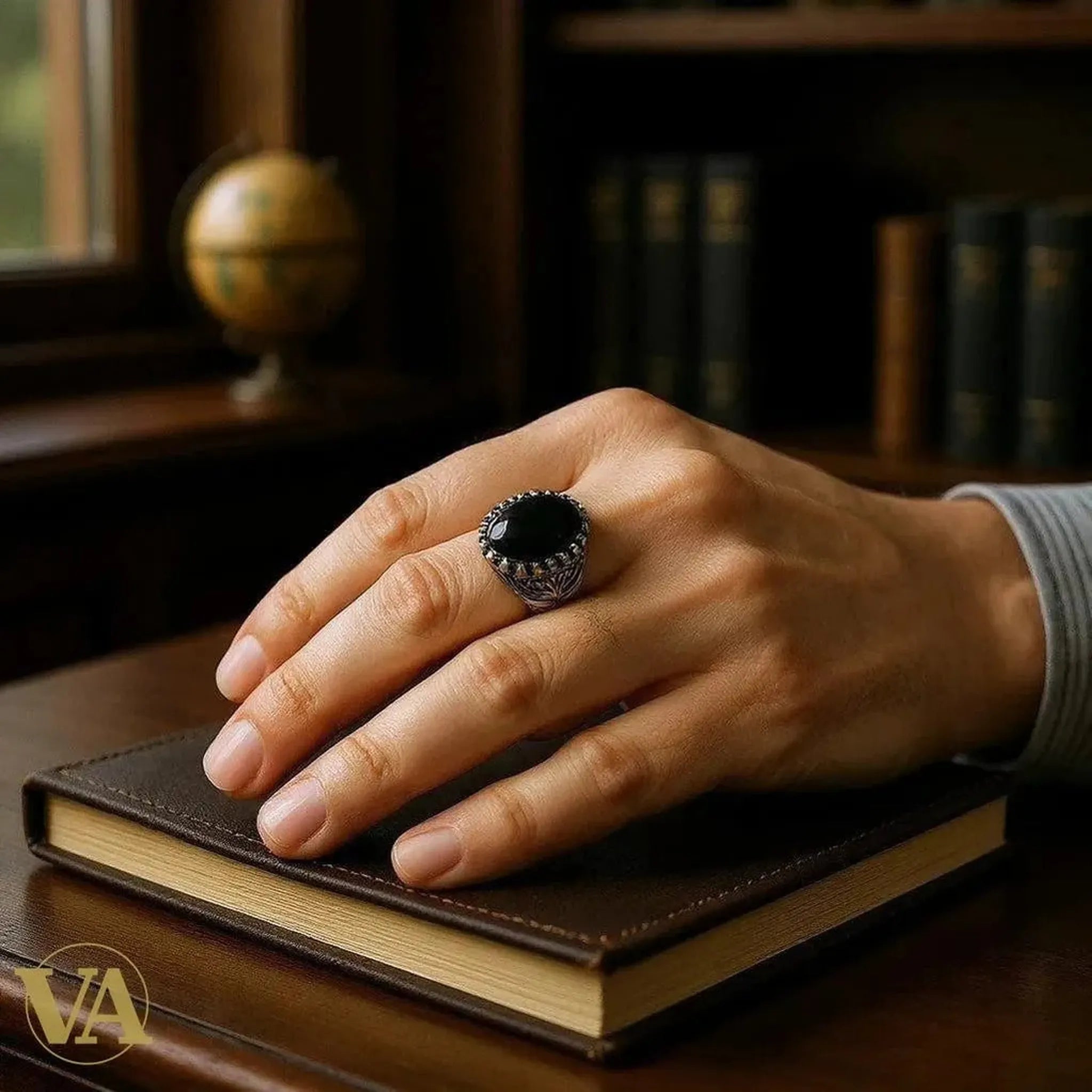 Bague Homme Argent 925 – Pierre Onyx Noire Ovale - Argent 925 - Vindicta
