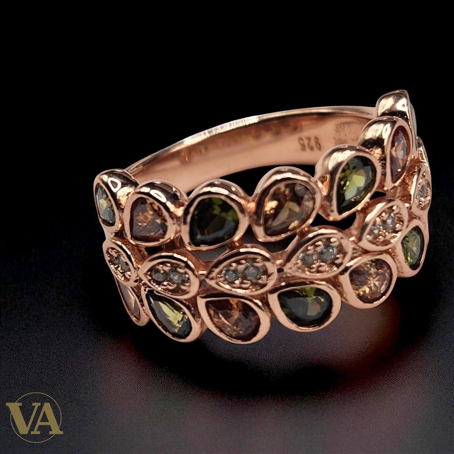 Bague argent 925 multi-gouttes finition rosée