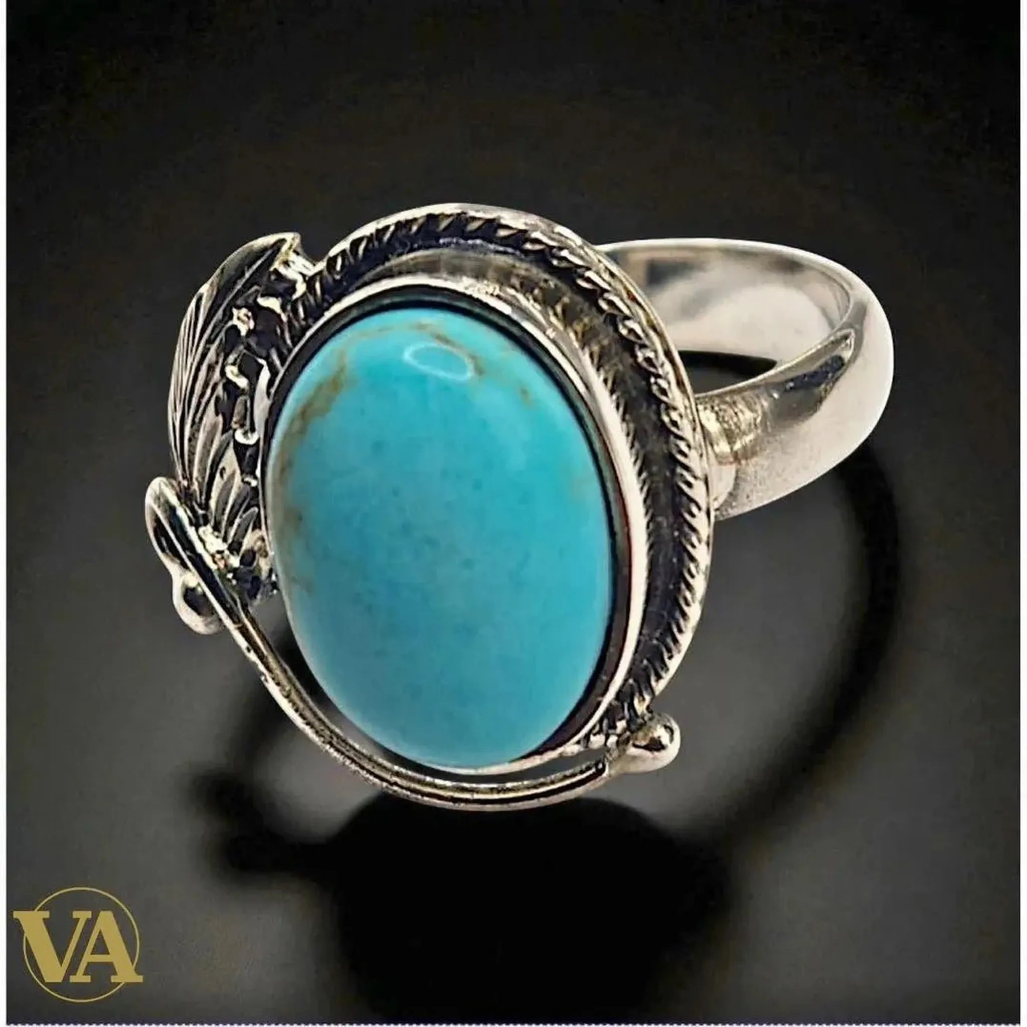 Bague Femme argent 925 turquoise cabochon | Bijoux Vindicta