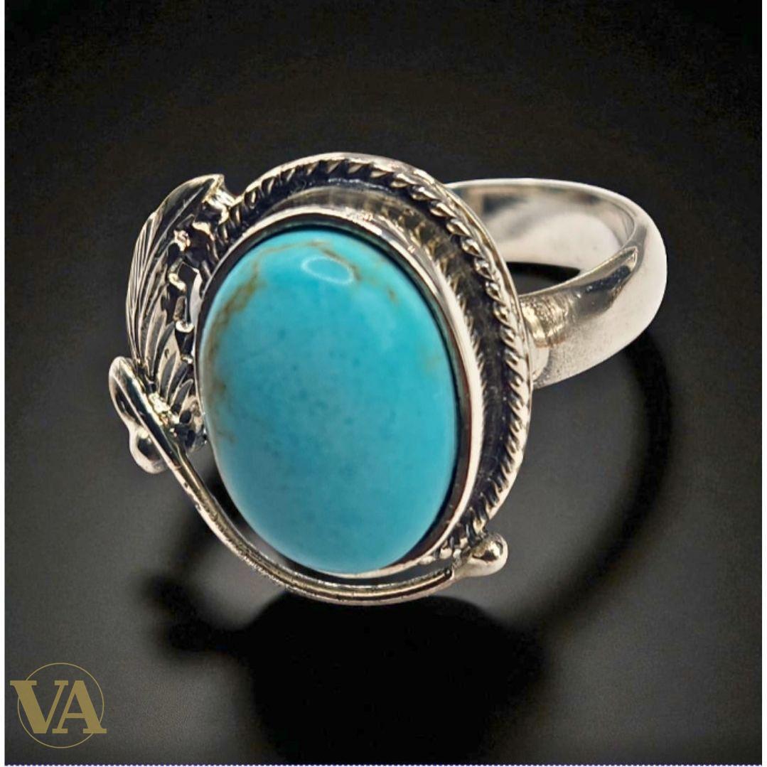 Bague argent 925 turquoise cabochon