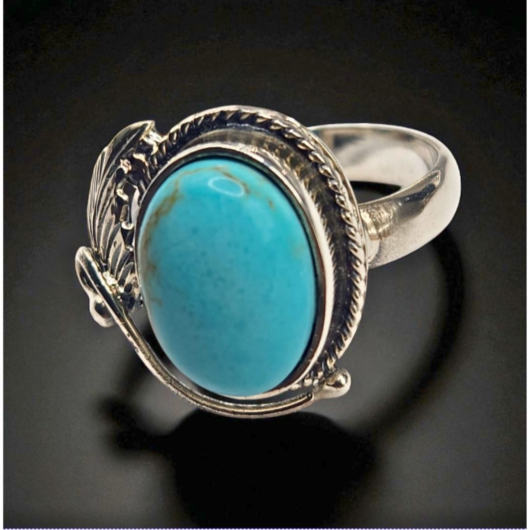 Bague argent 925 turquoise cabochon