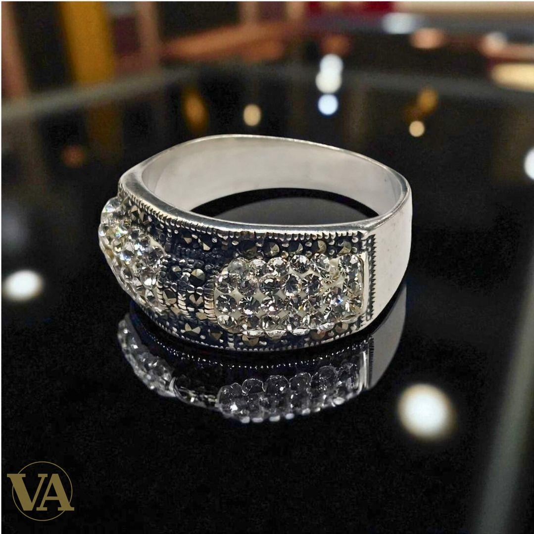 Bague argent 925 pavée – Zirconiums & Marcassites
