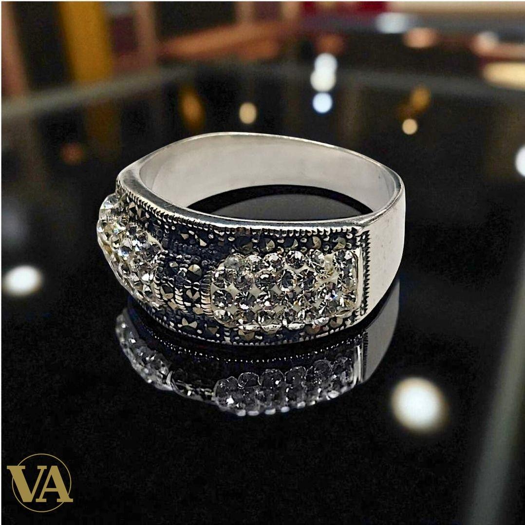 Bague argent 925 pavée – Zirconiums & Marcassites