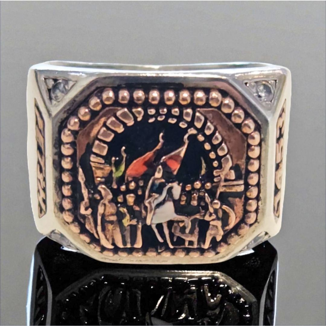 Bague Homme Argent 925 gravée – Scène chevaleresque
