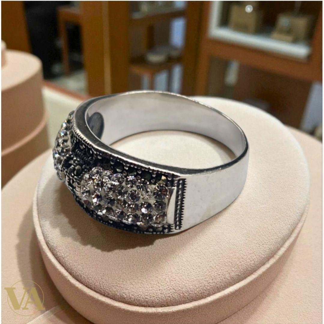 Bague argent 925 pavée – Zirconiums & Marcassites