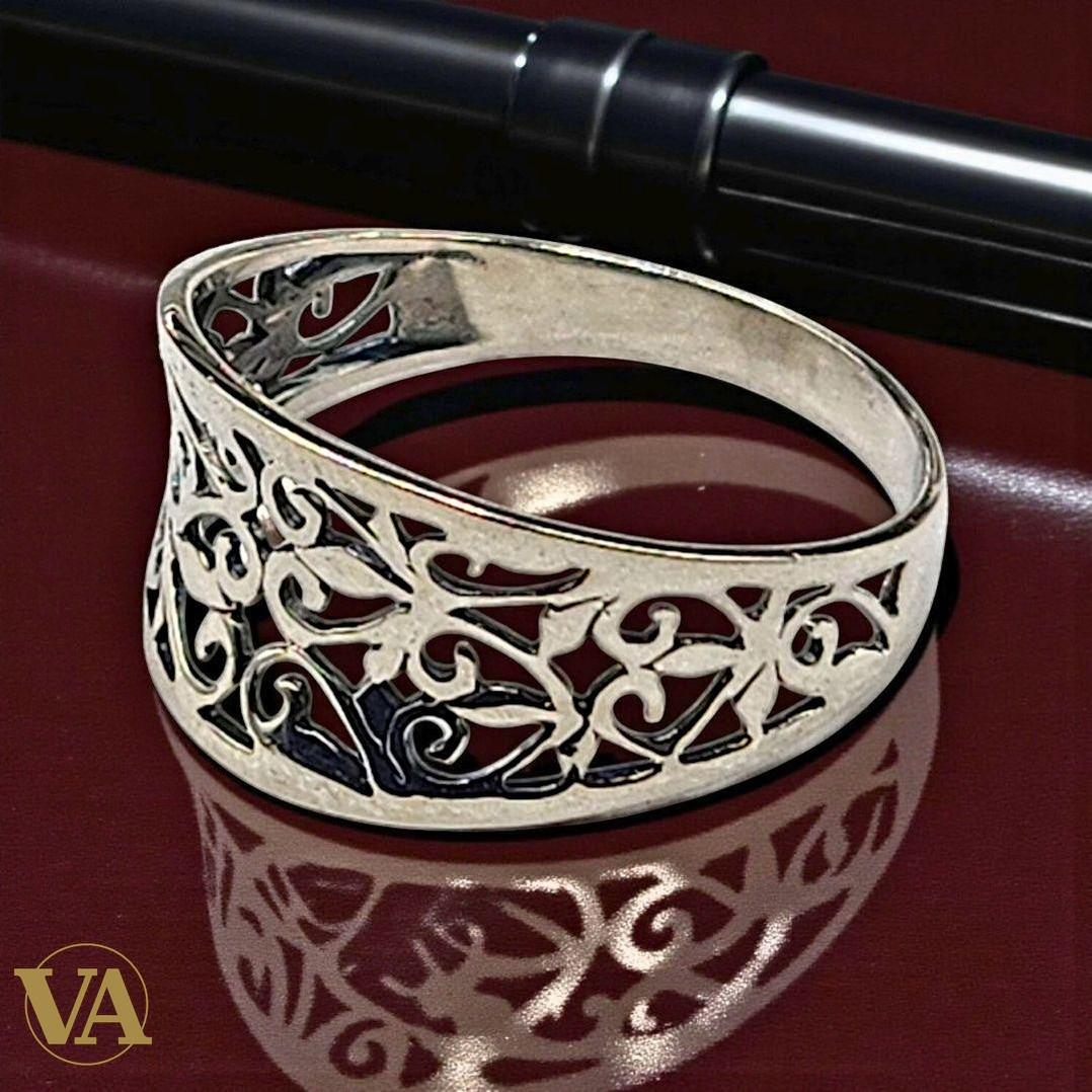 Bague Femme Argent 925 – Design ajouré floral | Bijoux Vindicta