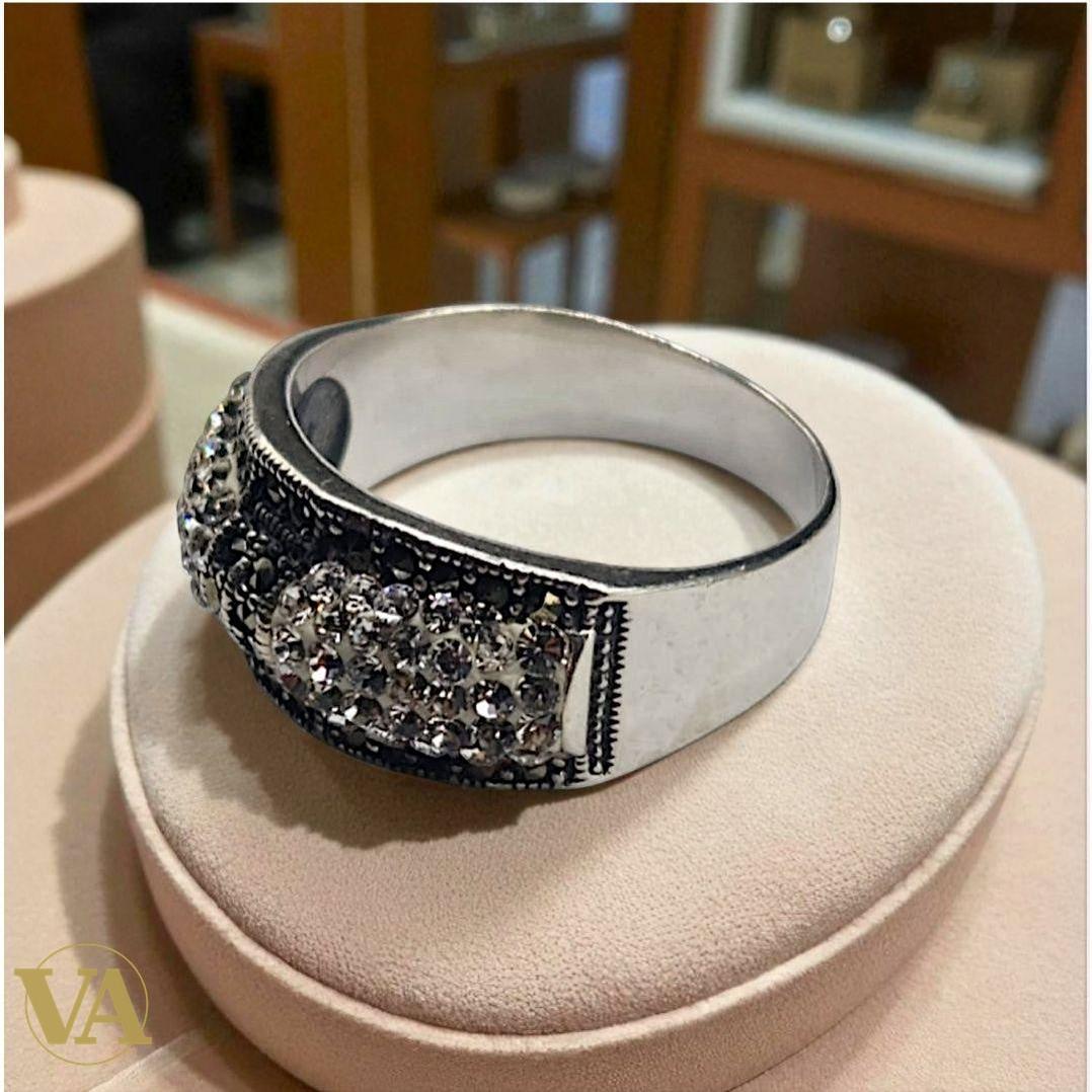 Bague argent 925 pavée – Zirconiums & Marcassites