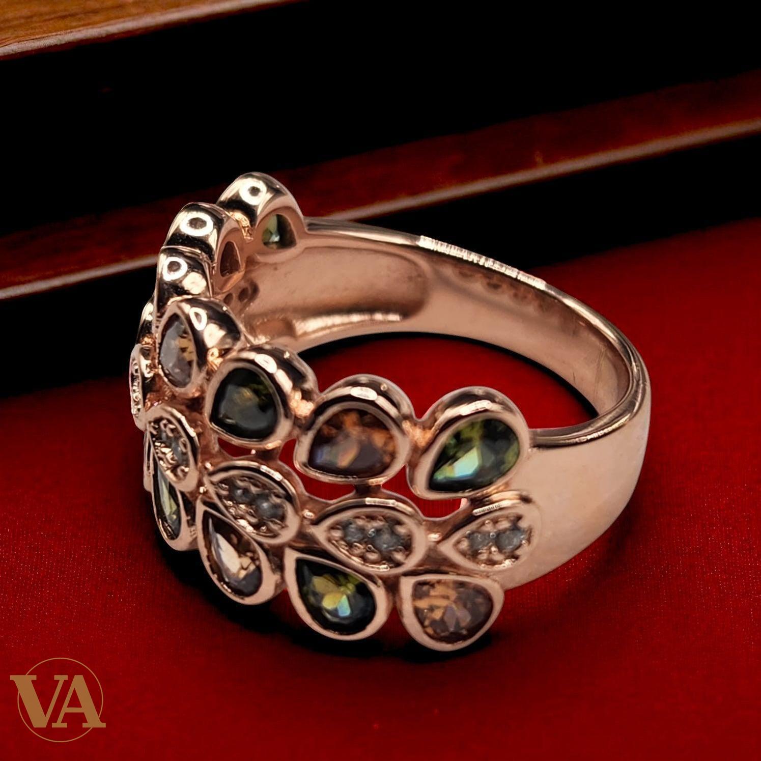 Bague argent 925 multi-gouttes finition rosée