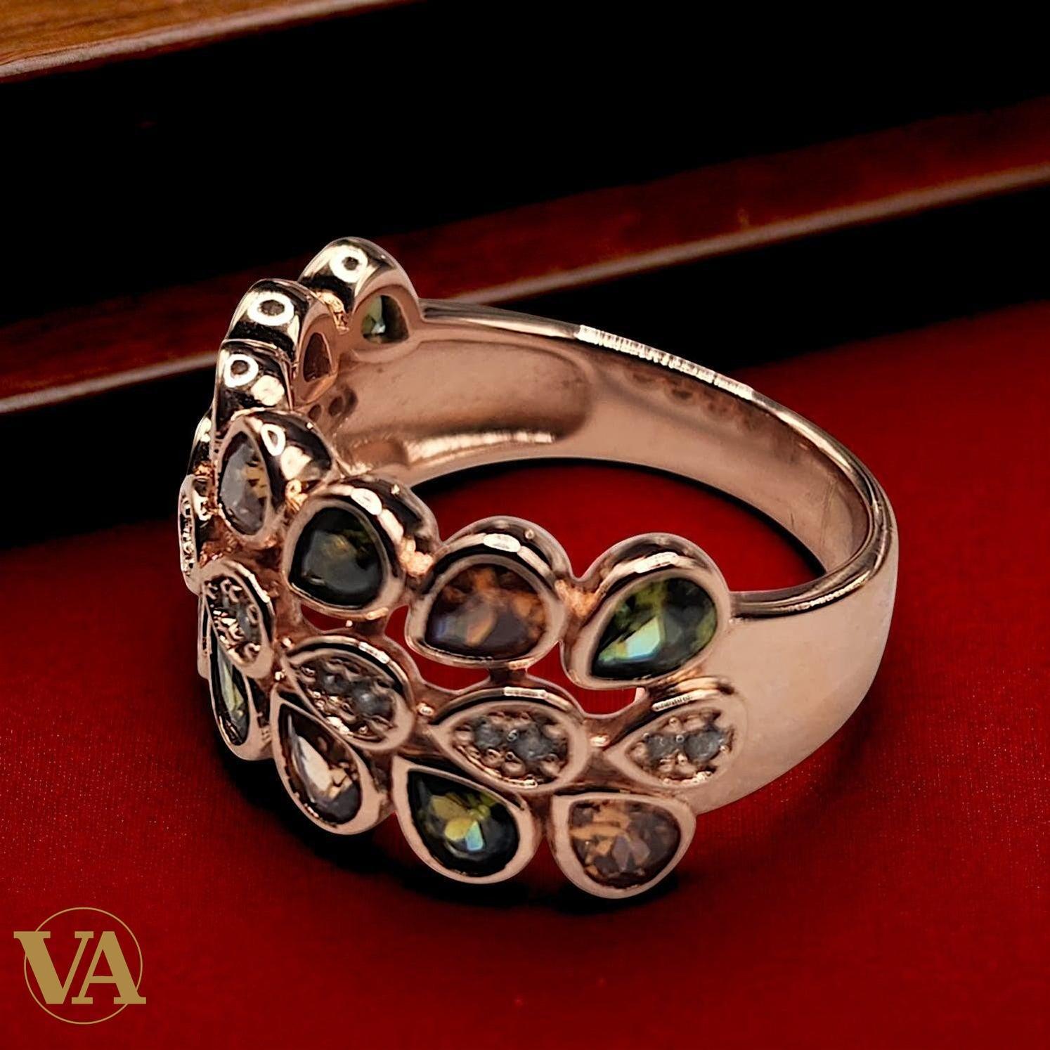 Bague argent 925 multi-gouttes finition rosée