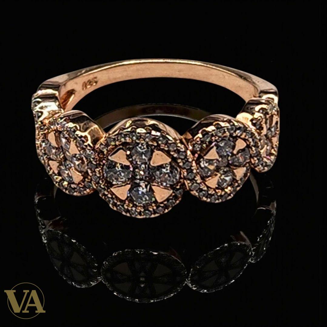 Bague Femme Argent 925 Plaqué Or Rose – Trilogie Zircons