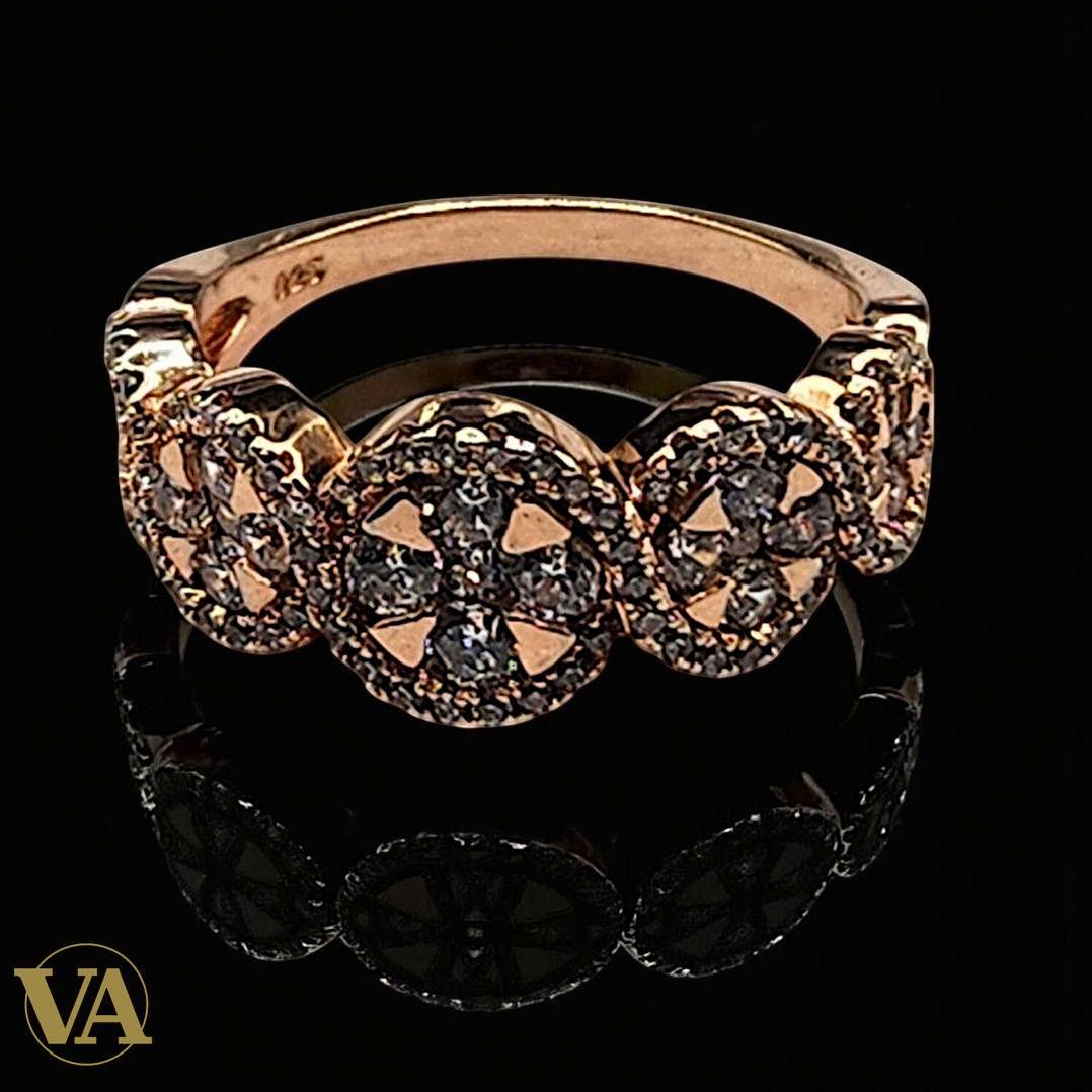 Bague Femme Argent 925 Plaqué Or Rose – Trilogie Zircons