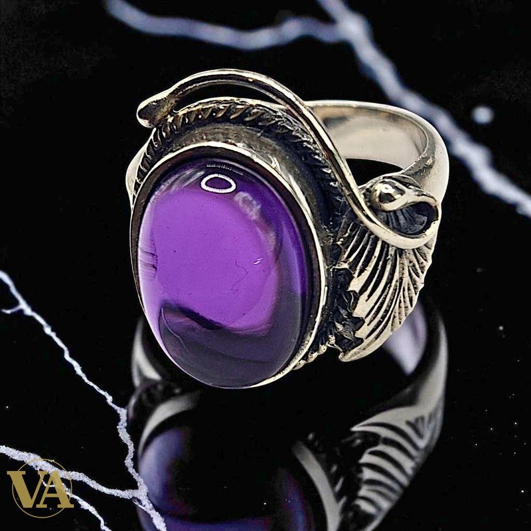 Bague argent 925 avec améthyste violette