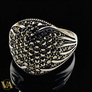 Bague femme argent 925 pavée de marcassites – Éclat graphique