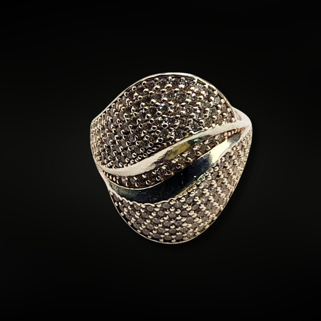 Bague argent 925 T59 pavée zirconiums – 6,3 g