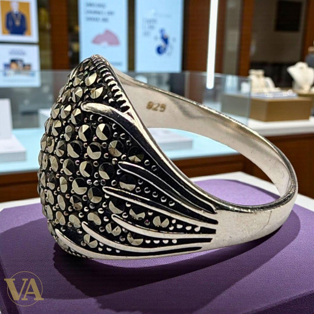 Bague femme argent 925 pavée de marcassites – Éclat graphique