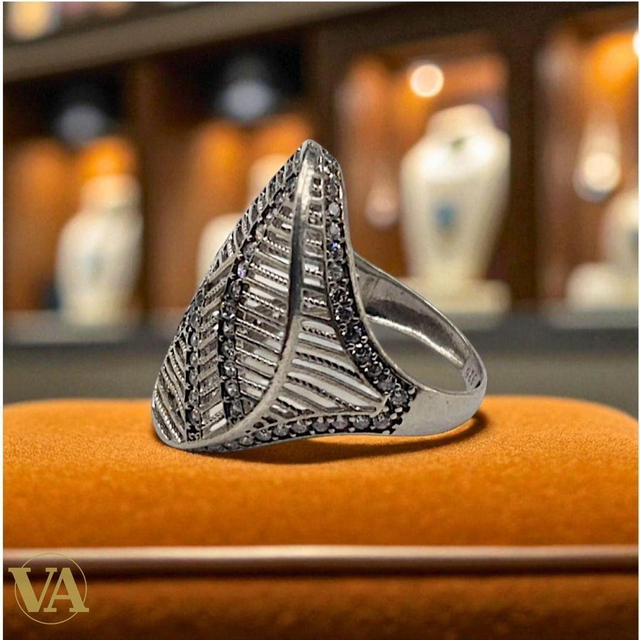 Bague Femme argent 925 éventail Art Déco – Zirconiums | Bijoux Vindicta