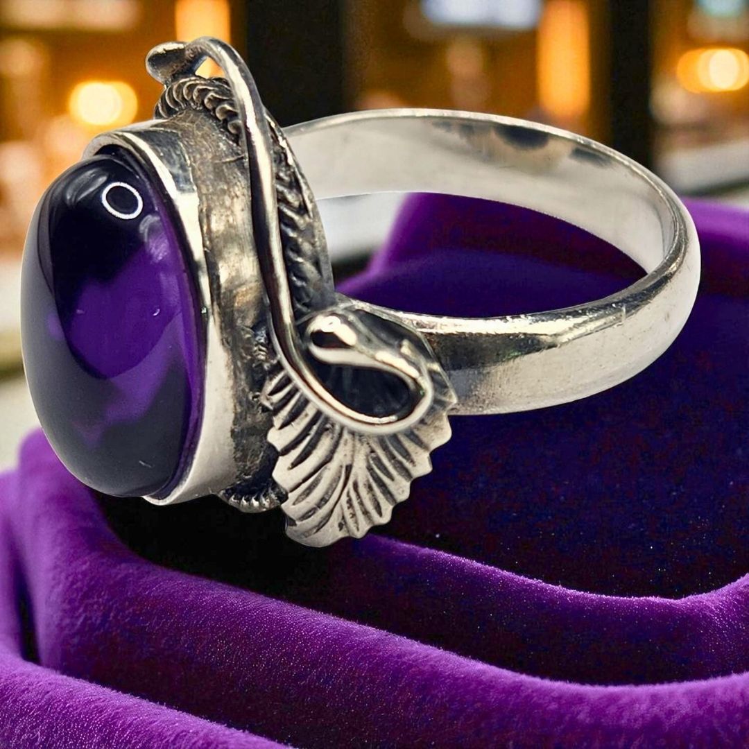 Bague argent 925 avec améthyste violette