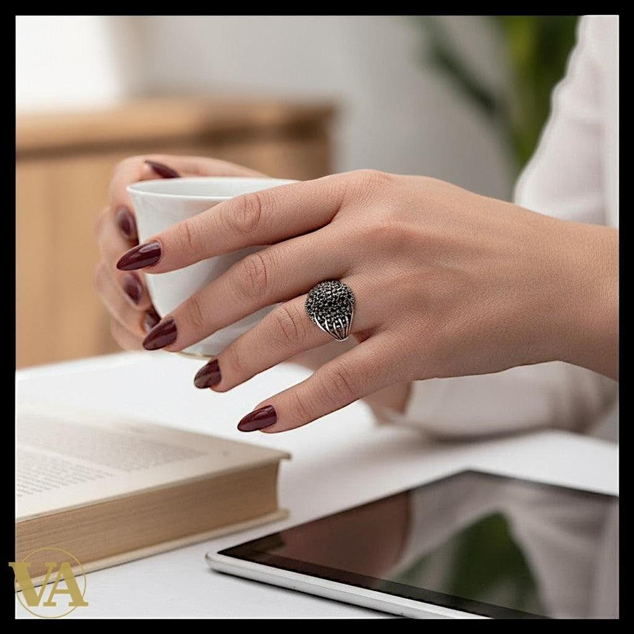 Bague femme argent 925 pavée de marcassites – Éclat graphique | Bijoux Vindicta