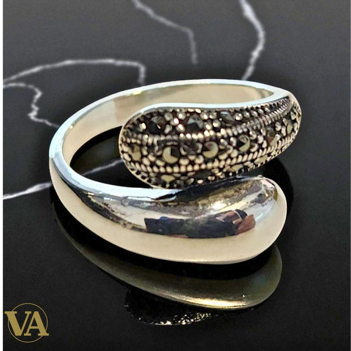 Bague Argent 925 Serpent Marcassites