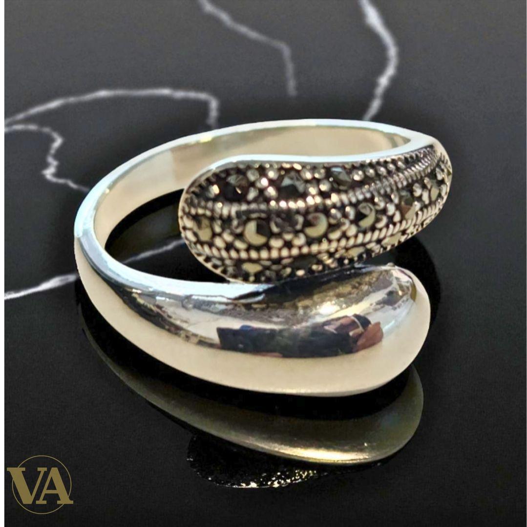 Bague Argent 925 Serpent Marcassites