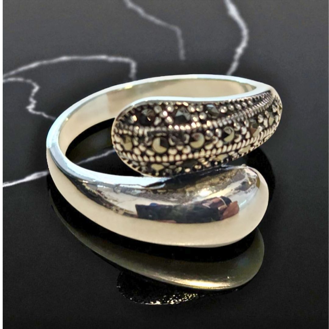 Bague Argent 925 Serpent Marcassites